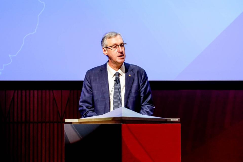 UNHCR representative Thomas Albrecht delivers a speech at the research workshop on refugee studies and forced displacement jointly organised by the United Nations High Commissioner for Refugees (UNHCR) and the Asia School of Business in Kuala Lumpur June 19, 2023. — Picture by Firdaus Latif