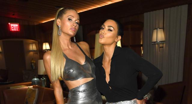 Paris Hilton and Kim Kardashian model new velour SKIMS