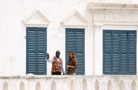 U.S. first lady Melania Trump visits Cape Coast castle, Ghana, October 3, 2018. REUTERS/Carlo Allegri