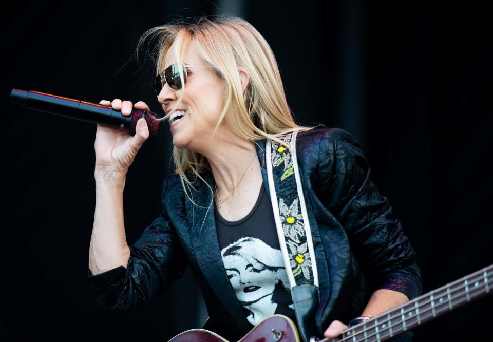 Sheryl Crow performs during the third day of Bonnaroo Music Festival in Manchester, Tenn. on Saturday, Jun. 17, 2023.