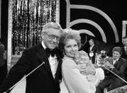 <p>Since both Allen and Betty worked in the entertainment business, they often collaborated. Here, they present together at the PATSY Awards in 1974.</p> 