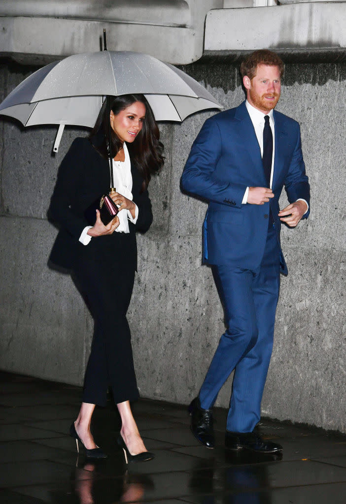 Meghan Markle eschewed the traditional gown in favour of a Stella McCartney suit for the Endeavour Fund Awards on February 1st [Photo: Getty]