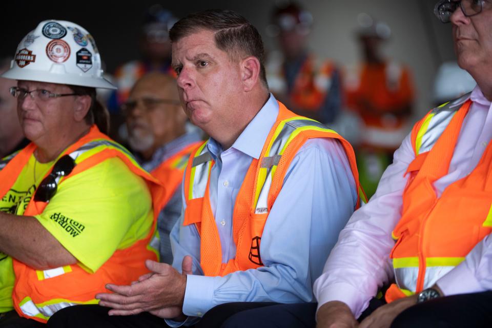 US Secretary of Labor Marty Walsh speaks at the at the Ultium Cells plant, in Spring Hill,  Tenn., Tuesday, July 12, 2022. The plant is currently under construction but will produce battery cells to power General Motors electric vehicles.