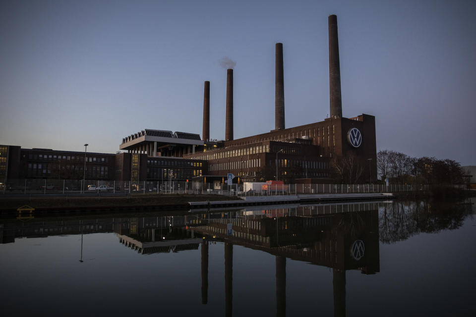 WOLFSBURG, GERMANY - MARCH 31: The Volkswagen factory during twilight following a halt to car production on March 31, 2020 in Wolfsburg, Germany. Volkswagen extended the shutdown of factories in Germany until April 19 amid COVID-19 coronavirus outbreak. (Photo by Maja Hitij/Getty Images)