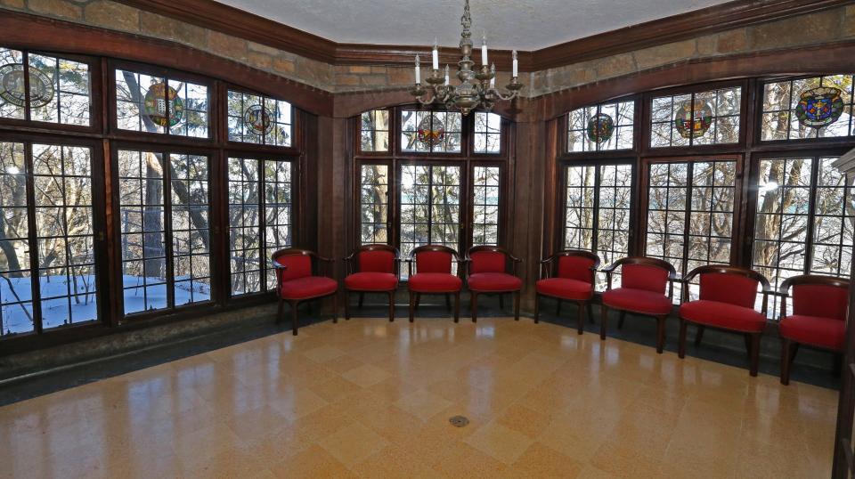 This room, with floor to ceiling windows, has a picturesque view of Lake Michigan. It's part of the former UWM Alumni House.