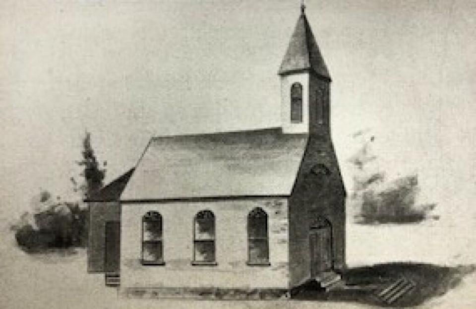 Settlers from Cologne, Germany built this first church in 1847 with every land owner in the community supplying logs.