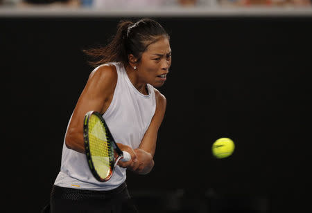 Tennis - Australian Open - Margaret Court Arena, Melbourne, Australia, January 20, 2018. Taiwan's Su-Wei Hsieh in action during her match against Poland's Agnieszka Radwanska. REUTERS/Issei Kato