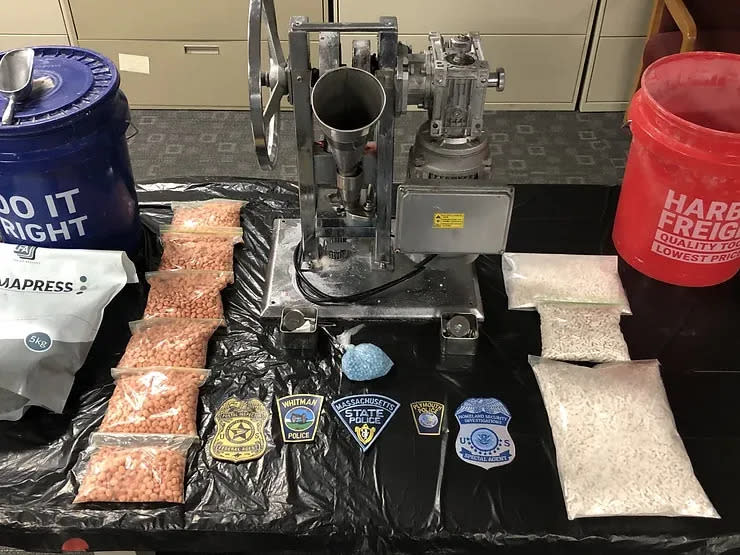 State Police Detective Unit for Norfolk County raided a Whitman drug lab and seized nearly 35 pounds of fentanyl and methamphetamine