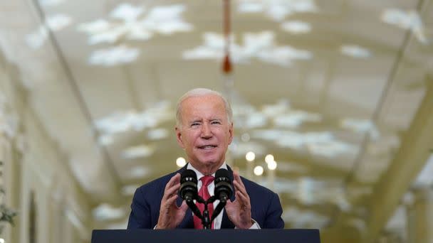 PHOTO: President Joe Biden speaks in the East Room of the White House ahead of the holidays, Dec. 22, 2022, in Washington. (Patrick Semansky/AP)