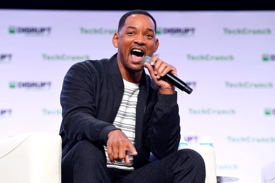 Will Smith gets animated while speaking during TechCrunch Disrupt San Francisco 2019 at Moscone Convention Center on Wednesday.