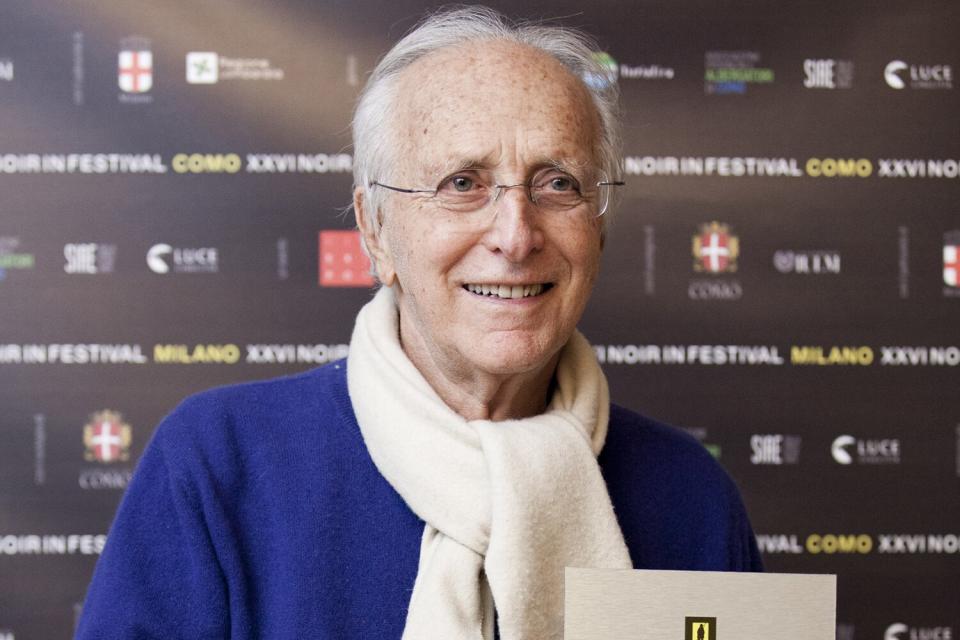 Ruggero Deodato winner of Luca Svizzeretto 2016 prize poses with the award at the Noir In Festival