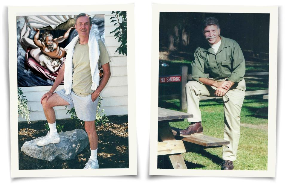 Alexander at a prison camp in Eglin, Florida, in 2000, and Frank at a prison in Lompoc, California, in 2002.