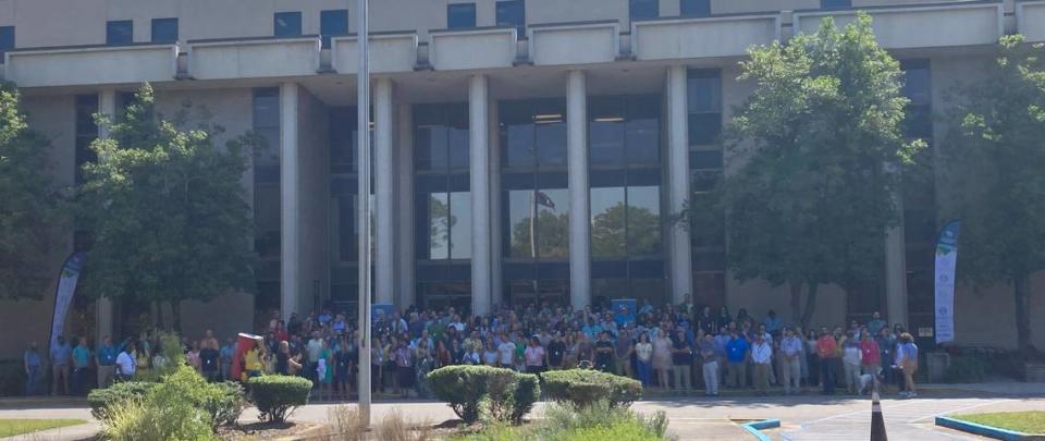 Hundreds of people, many former employees of the state Department of Health and Environmental Control, showed up Monday July 1, 2024 for a news conference announcing the launch of the new Department of Environmental Services. The DES replaces DHEC’s environment division, which was dissolved by the Legislature.