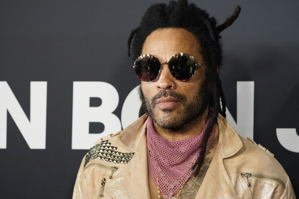 FILE - Lenny Kravitz arrives at MusiCares Person of the Year, Feb. 2, 2024, in Los Angeles. Celebrities including Kravitz are increasingly lending their star power to President Joe Biden, hoping to energize fans to vote for him in November or entice donors to open their checkbooks for his reelection campaign. (Photo by Jordan Strauss/Invision/AP, File)