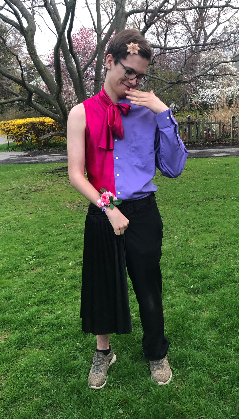 Wyatt Cheatle, 16, of Brighton, created his own junior prom date with this outfit