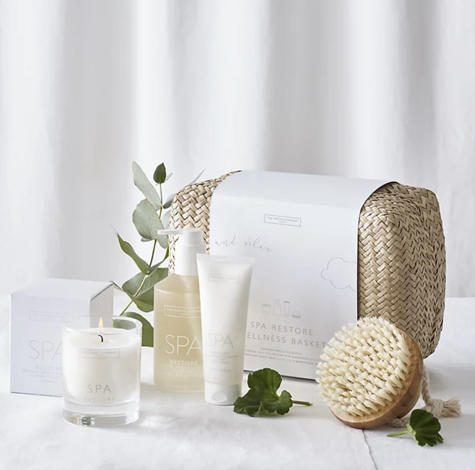 <p><a href="https://go.redirectingat.com?id=74968X1596630&url=https%3A%2F%2Fwww.thewhitecompany.com%2Fus%2FSpa-Restore-Wellness-Gift-Basket%2Fp%2FA07219%3Fswatch%3DNo%2BColourhttps%253A%252F%252Fwww.thewhitecompany.com%252Fus%252FSpa-Restore-Wellness-Gift-Basket%252Fp%252FA07219%253Fswatch%253DNo%2BColour&sref=https%3A%2F%2Fwww.housebeautiful.com%2Fshopping%2Fhome-accessories%2Fg39763891%2Fmothers-day-baskets%2F" rel="nofollow noopener" target="_blank" data-ylk="slk:Shop Now;elm:context_link;itc:0;sec:content-canvas" class="link ">Shop Now</a></p><p>Spa Restore Wellness Gift Basket</p><p>$98.00</p>