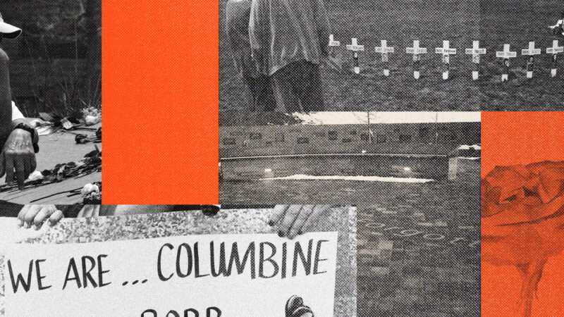 Collage of Columbine High School Massacre memorials and remembrances.