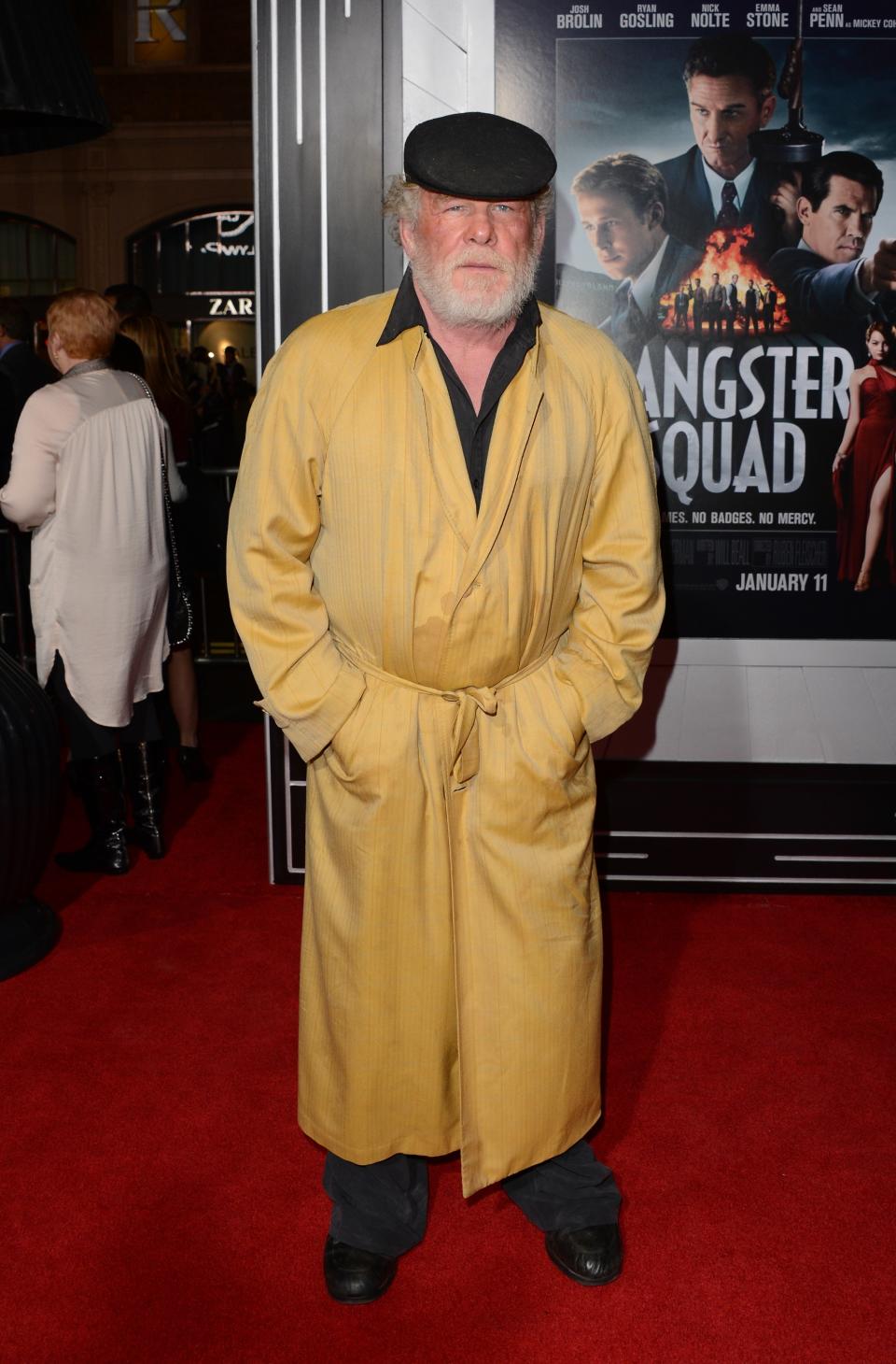 HOLLYWOOD, CA - JANUARY 07: Actor Nick Nolte arrives at Warner Bros. Pictures' 'Gangster Squad' premiere at Grauman's Chinese Theatre on January 7, 2013 in Hollywood, California. (Photo by Jason Merritt/Getty Images)