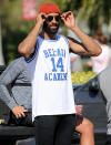 <p><em>Bachelor</em> Matt James dons his shades while out to lunch with a friend on Sunday in Florida.</p>