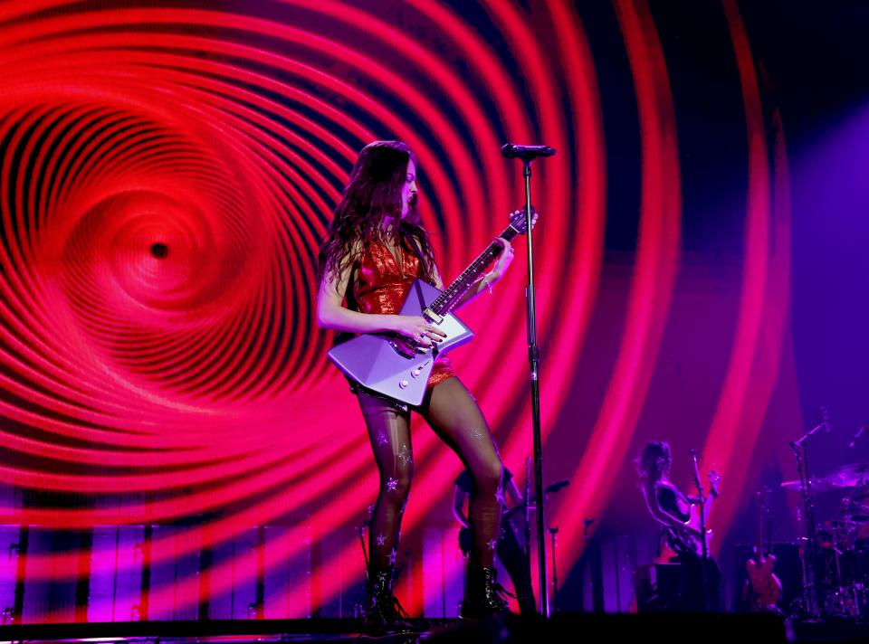 Olivia Rodrigo performs onstage for the kick off of GUTS World Tour at Acrisure Arena on Feb. 23, 2024 in Palm Springs, California.