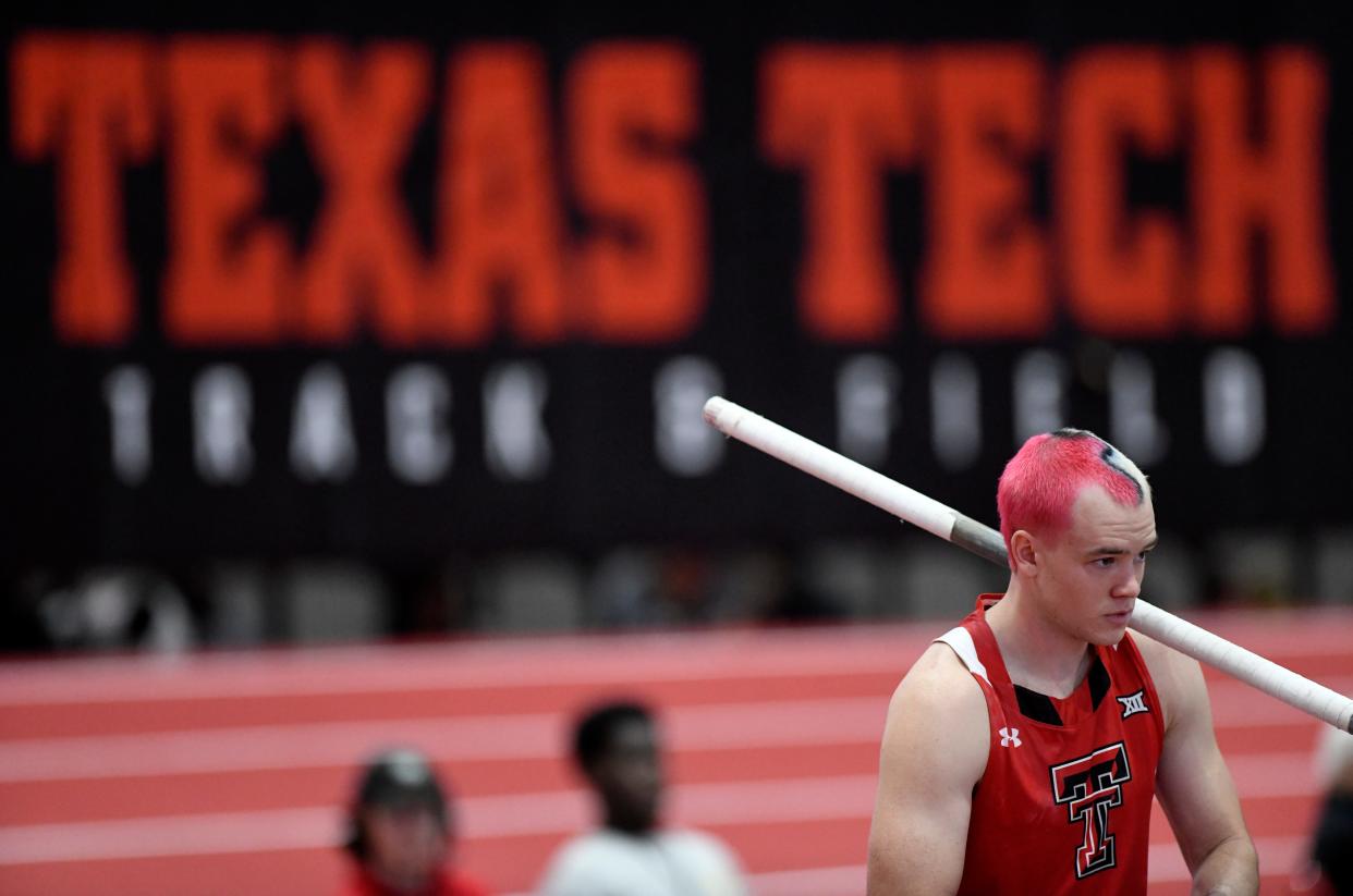 Texas Tech pole vaulter Zach Bradford prepares on the runway during Saturday's second day of the season-opening Corky Classic. Bradford won the competition at a height of 18 feet, 4 3/4 inches.