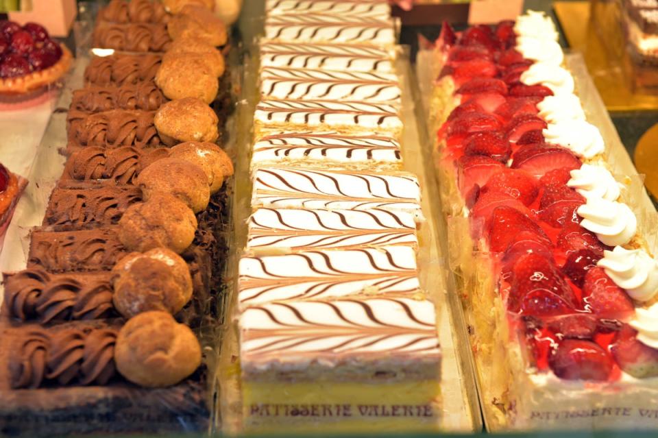 Patisserie Valerie cakes on display in a central London shop window (Nick Ansell/PA) (PA Archive)