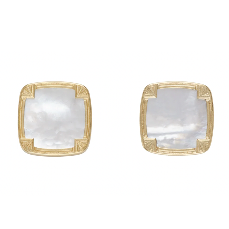 Gold Pearl Square Cufflinks