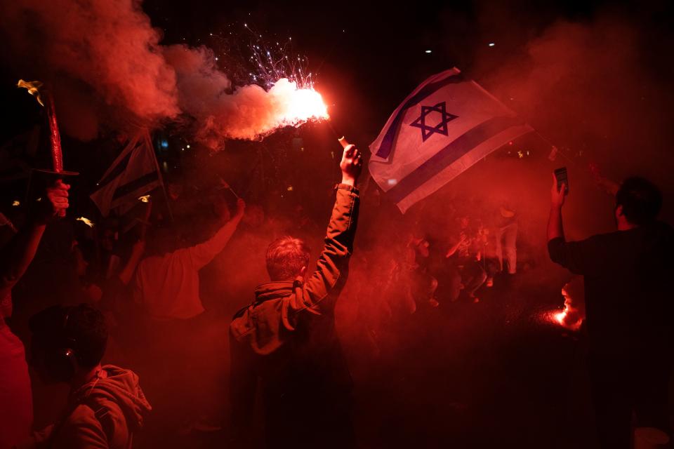 Israelis protest against plans by Prime Minister Benjamin Netanyahu’s government to overhaul the judicial system (Copyright 2023 The Associated Press. All rights reserved)