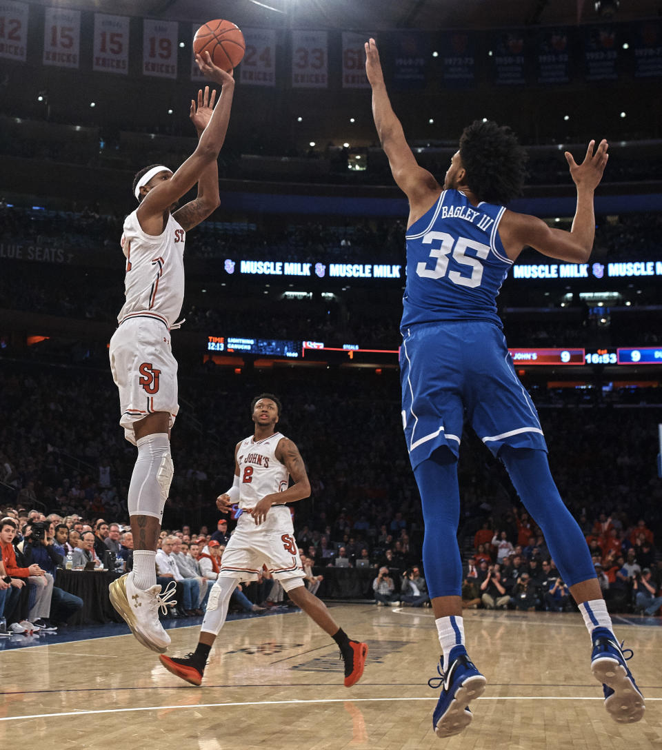 Bagley is a terrific athlete, but at 6-foot-11 he averages just 1.1 blocks per game. (AP)