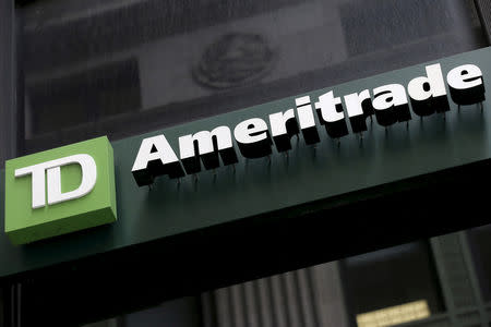 FILE PHOTO: A TD Ameritrade sign is seen outside a branch in the financial district in New York, U.S. on February 29, 2016. REUTERS/Brendan McDermid/File Photo