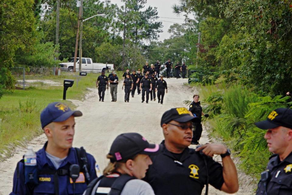 Crews conduct a search on a 2012 Tuesday morning along Smyrna Road in Elgin for missing Columbia Teen, Gabrielle Swainson. Earlier in the day it was reported that a family friend, Freddie Grant, 52, is accused of taking the girl to Elgin. He was arrested Sunday on federal weapons charges and remains in custody. tdominick@thestate.com