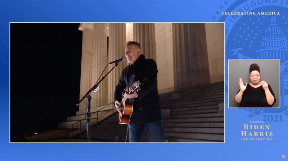 Bruce Springsteen performs as part of Joe Biden's "Celebrating America" inauguration celebration on Jan. 21, 2021.