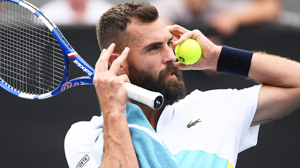 Benoit Paire, pictured gesturing at the Australian Open crowd, was annoyed by a vocal section of Croatian fans.