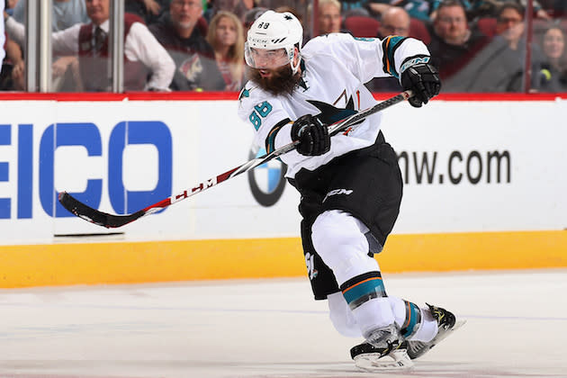GLENDALE, AZ - NOVEMBER 01: Brent Burns #88 of the San Jose Sharks in action during the second period of the NHL game against the Arizona Coyotes at Gila River Arena on November 1, 2016 in Glendale, Arizona. (Photo by Christian Petersen/Getty Images)