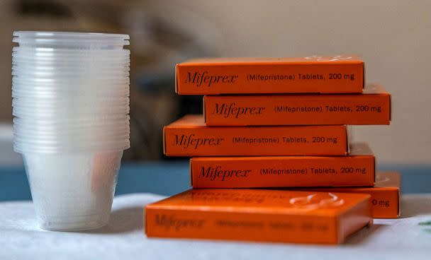 PHOTO: ption * Boxes of mifepristone, the first pill given in a medical abortion, are prepared for patients at Women's Reproductive Clinic of New Mexico in Santa Teresa, N.M., Jan. 13, 2023. (Evelyn Hockstein/Reuters, FILE)