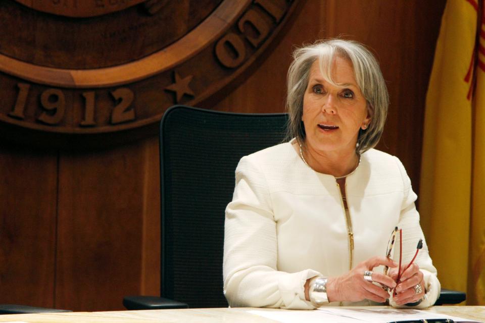 New Mexico Gov. Michelle Lujan Grisham announces an executive order in Santa Fe, New Mexico in June 2022.