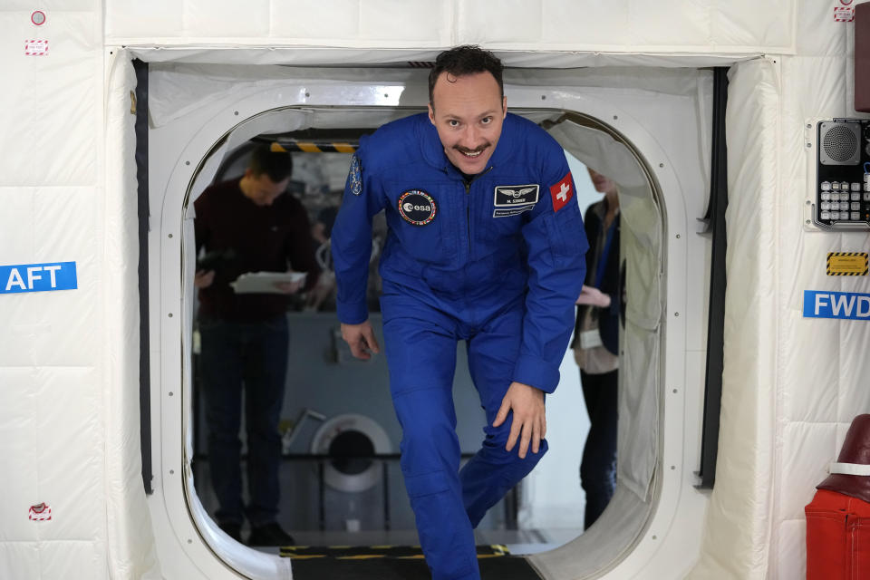 Marco Sieber of Switzerland arrives to an interview after the candidates of the Class of 2022 graduation ceremony at the European Astronaut Centre in Cologne, Germany, Monday, April 22, 2024. ESA astronaut candidates Sophie Adenot of France, Pablo Alvarez Fernandez of Spain, Rosemary Coogan of Britain, Raphael Liegeois of Belgium and Marco Sieber of Switzerland took up duty at the European Astronaut Centre one year ago to be trained to the highest level of standards as specified by the International Space Station partners. Also concluding a year of astronaut basic training is Australian astronaut candidate Katherine Bennell-Pegg, who has trained alongside ESA's candidates. (AP Photo/Martin Meissner)