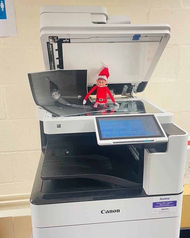 <p>This elf welcomed in Monday morning with a little office mischief by doing some photocopying. </p><p><a href="https://www.instagram.com/p/Clx1z0AMm9f/" rel="nofollow noopener" target="_blank" data-ylk="slk:See the original post on Instagram" class="link ">See the original post on Instagram</a></p>
