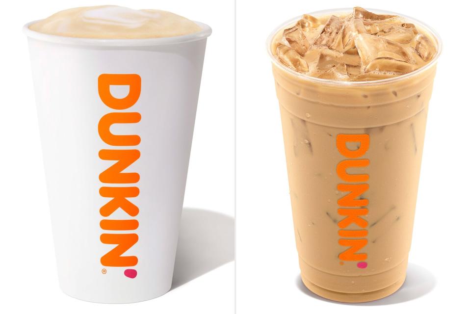 Dunkin' Retail 23 Window 1 retouched Product image: Brownie Batter Iced Latte, branded plastic cup