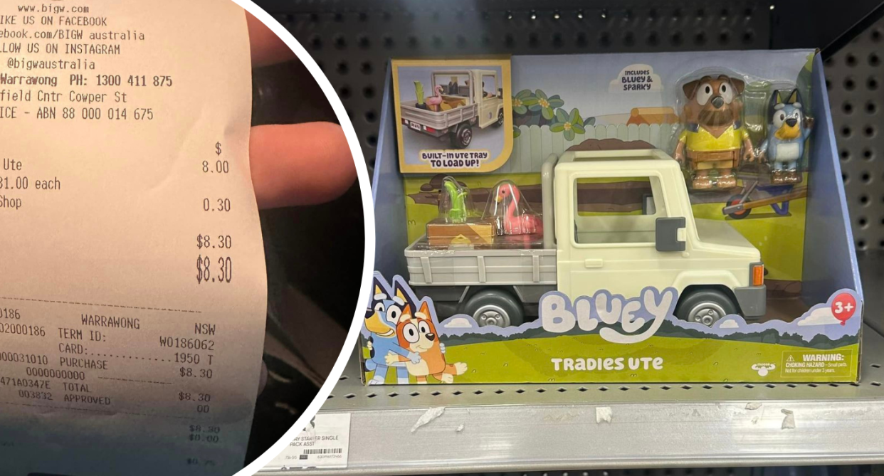 A bargain shopper has caused outrage with her recent Bluey purchase from Big W. Credit: Facebook 