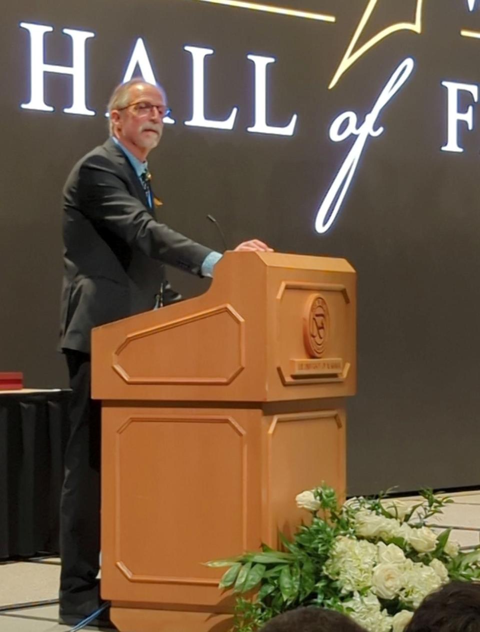 Daniel Wallace, who broke through to literary success with his novel "Big Fish: A Novel of Mythic Proportions," was inducted into the 2023 class of the Alabama Writers Hall of Fame, at a March 10 ceremony in the University of Alabama's Bryant Conference Center.