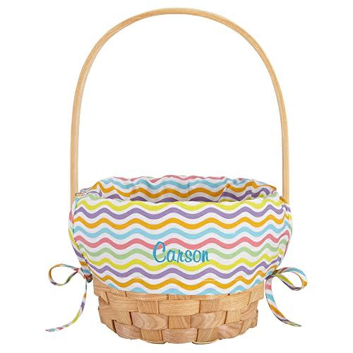 GiftsForYouNow Personalized Easter Egg Tote Bag for Kids, Green/Blue Design