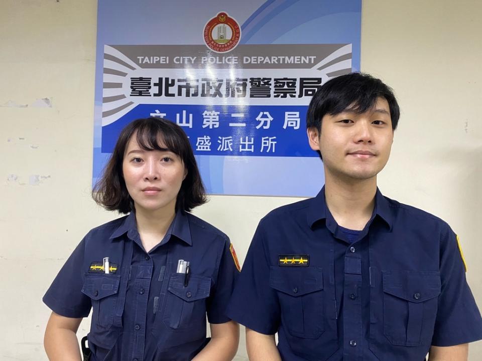 圖說：臺北市文山第二分局萬盛派出所警員鍾幸芳、許哲維。