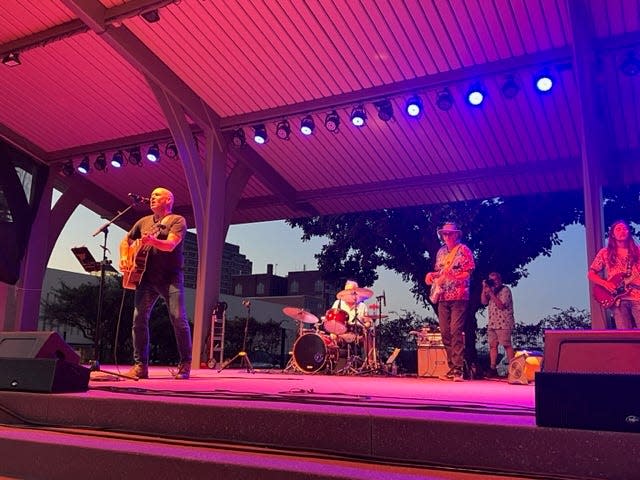 The Michael Colaw Band performs at 2023 Bartlesville Pride on the stage at Unity Square.
