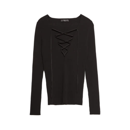 Lace-Up Sweater, Zara $40