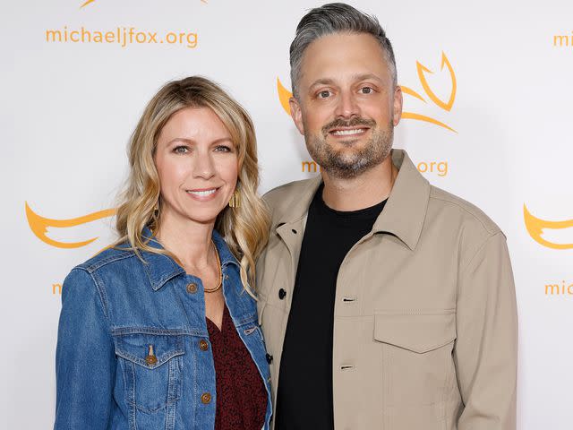 <p>Jason Kempin/Getty</p> Comedian Nate Bargatze with his wife Laura Bargatze at an event in April 2023 in Nashville, Tennessee.