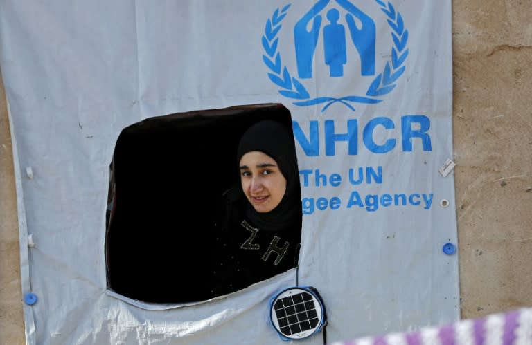 A displaced Iraqi woman pictured at Hasansham refugee camp, near Mosul, on December 3, 2016