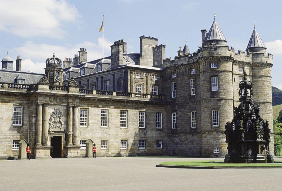 <p>The Palace of Holyrood was the Queen's official residence in Scotland, and is where she is currently laying in state following her death. It began as a monastery in 1128. The property is typically open to the public year-round, and <a href="https://www.royalcollection.org.uk/visit/palace-of-holyroodhouse/highlights-of-the-palace-of-holyroodhouse#/#mqos" rel="nofollow noopener" target="_blank" data-ylk="slk:guests can visit;elm:context_link;itc:0;sec:content-canvas" class="link ">guests can visit</a> the Holyrood Abbey, the Palace Gardens, and the State Apartments.</p>