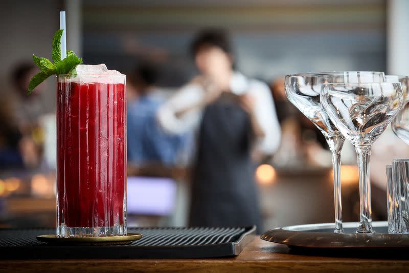 A cocktail based on the Chinese spirit Baijiu is displayed in New York