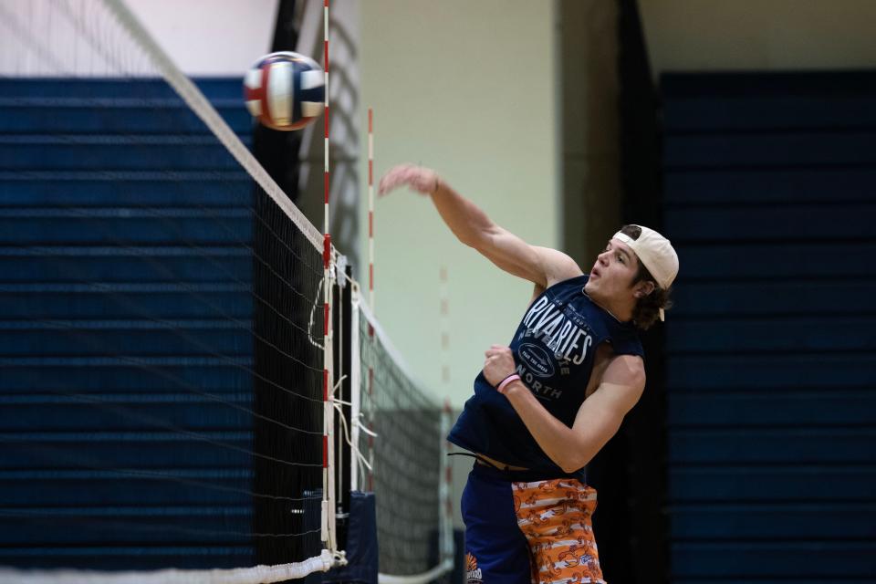 CR North junior Owen Lentz attends boys volleyball tryouts at Council Rock North High School on Wednesday, March 8, 2023. High schools spring sports officially kick off late March in Bucks County.